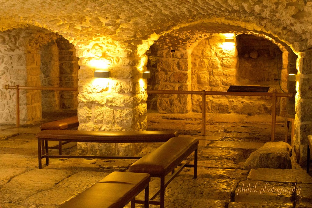 Remains of Roman pavement under the Convent of the Sisters of Zion, probably dating to Emperor Hadrian. On the stones are seen the remains of the "Game of the King" played by Roman soldiers.